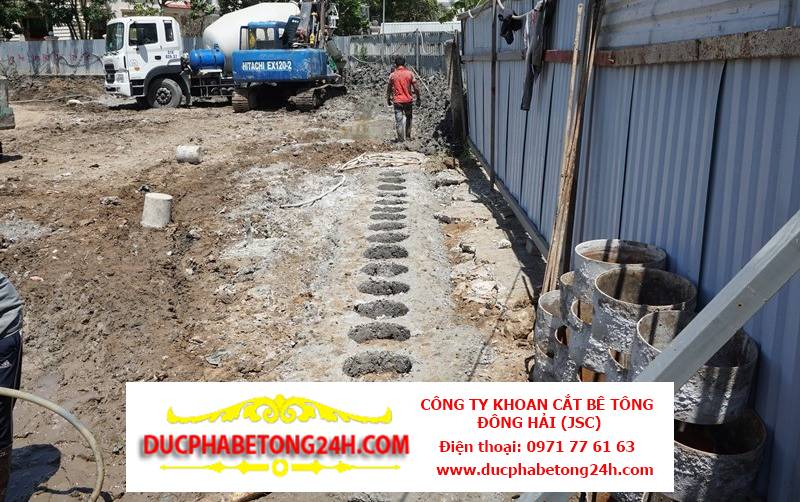 Cắt bê tông tường vây tạo lỗ thông hầm