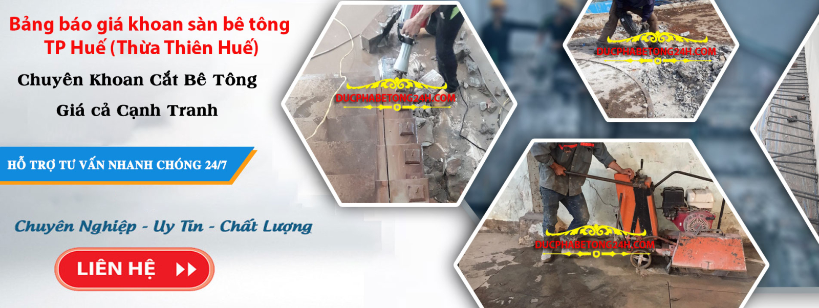 Bảng báo giá khoan sàn bê tông TP Huế (Thừa Thiên Huế)